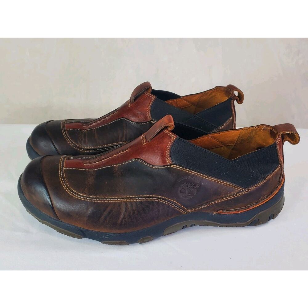 Timberland 73587 Brown Leather Slip On Moc Outdoor Loafer Shoes Mens Sz 11/11.5